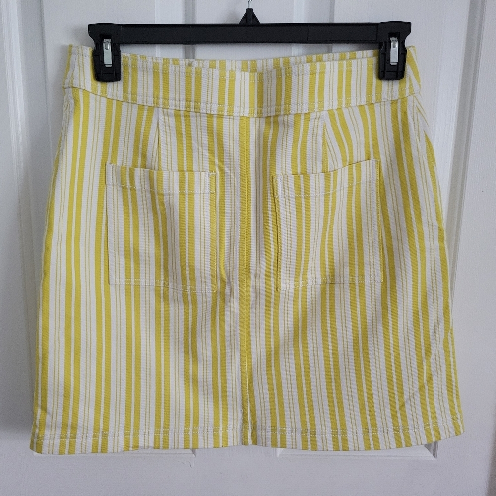 LOFT Skirt Womens Yellow White Striped A-Line Cotton Blend Stretch Pockets Sz 6 - Picture 6 of 6